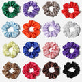 Yiwu Custom Bright Shiny Scrunchy Hair Band Pack Red Brown Hair Ties Accessories Shining Girls Silk Satin Scrunchies with logo
