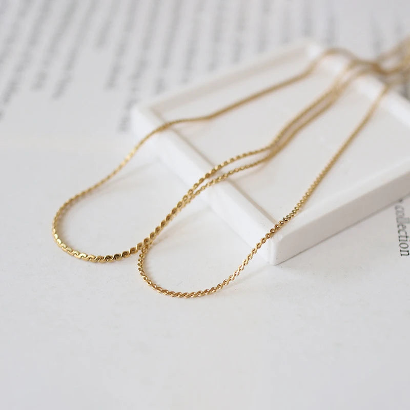 Dainty 18K Gold Plated Thin Skinny S Shaped Chain Necklace Jewelry Set Stainless Steel Layering Choker Necklace for Women