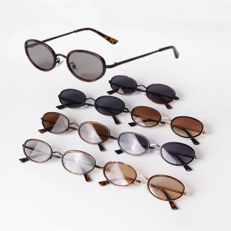 Fashionable Retro Small Oval Steampunk Oval Metal Frames Sunglasses Trendy Premium Unisex Oval Full Sunglasses Alloy Sunglasses