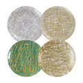 Wedding Party Banquet Round Plate Decorative Green Clear with Sliver Gold Line Glass Chargers Plate for Wedding