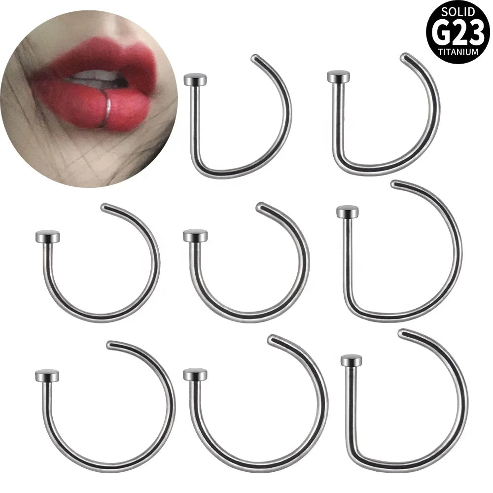 G23 Titanium 20G Nose Stud Earring D Shape Nariz Hoop Ring 8mm 10mm Unisex Body Jewelry for Wedding or Gift