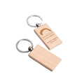 Promotional Wooden Keychain Rectangle Blank Engraved Custom Logo Wood Wooden Keychain