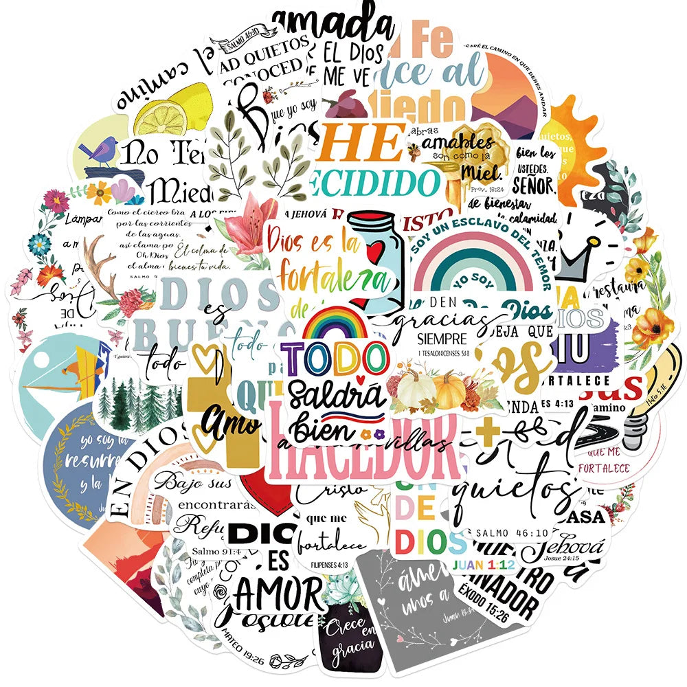Custom Spanish Style DIY Decorative Graffiti Diary Daily Positive Word Stickers