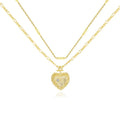 Retro 925 Sterling Silver Double Layer Chain CZ Zircon Heart Charm Necklace for Women Wholesale