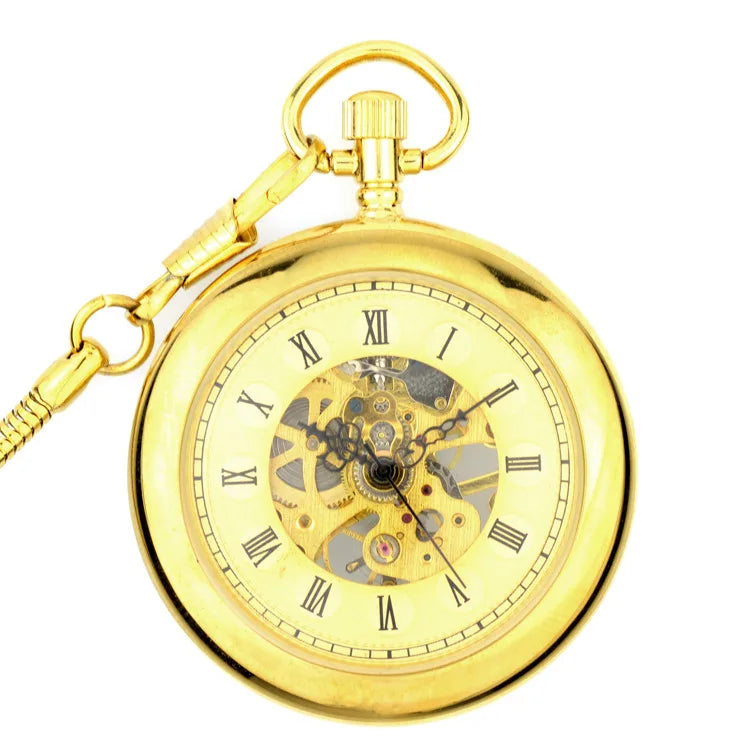 Antique Skeleton Snake Chain Mechanical Watches Hand Winding Brass Mechanical Pocket Watches