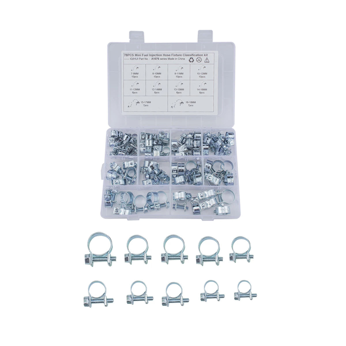 BAJUTU Single Ear Hose Clamps 304 Stainless Steel Stepless Hose Clamps with Ear Clamp Pincer Cinch Rings Crimp