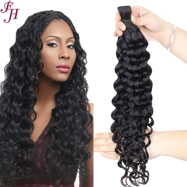 FH  Bohemian Braids Water Wave  Human Hair Bulk No Weft  Virgin Indian Hair Vendors  100g  Braiding Human Hair