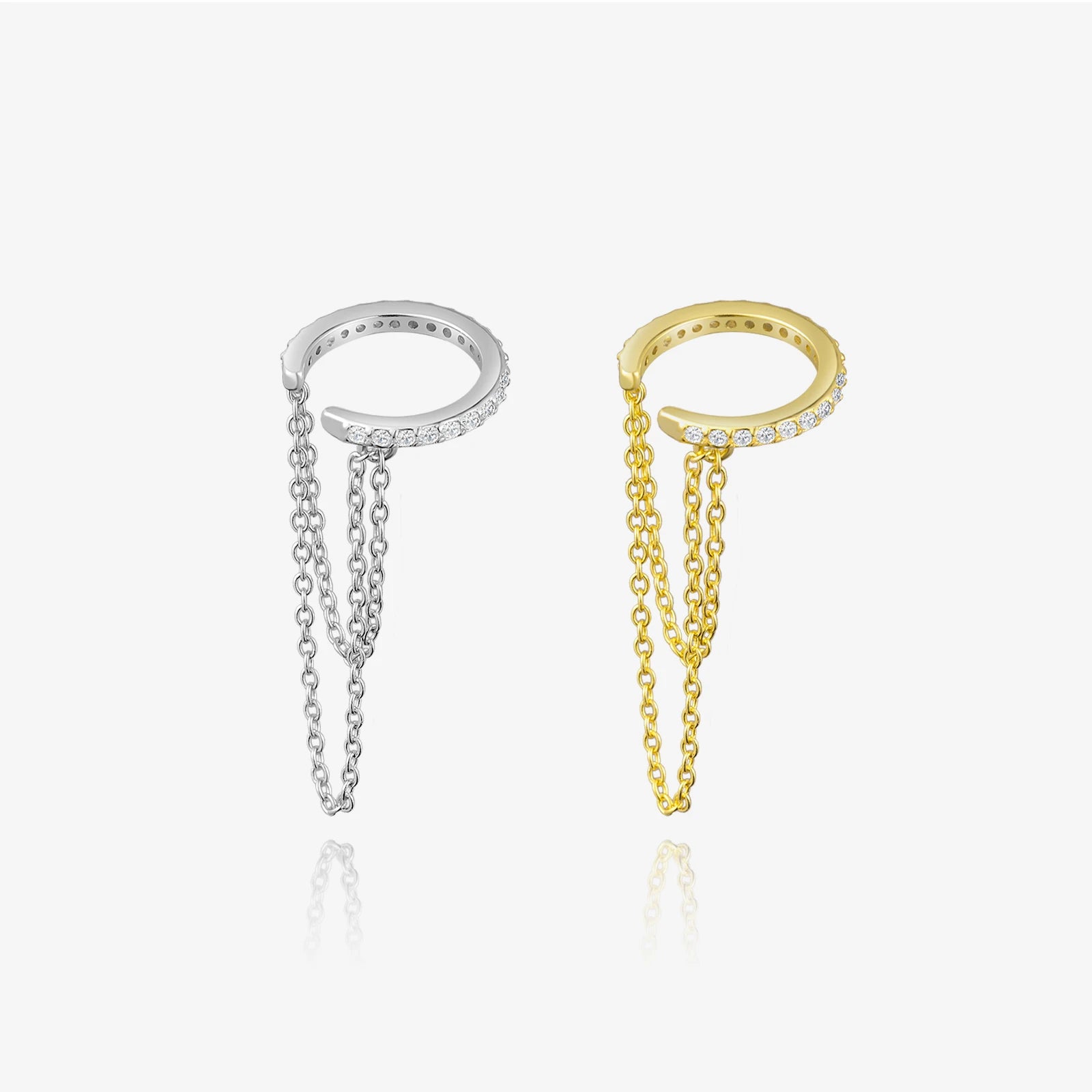 FUAMAY 2026 Ear Cuff High End Links 925 Silver with Zircon Gold Plated Clip Earrings for Non-Pierced Ears