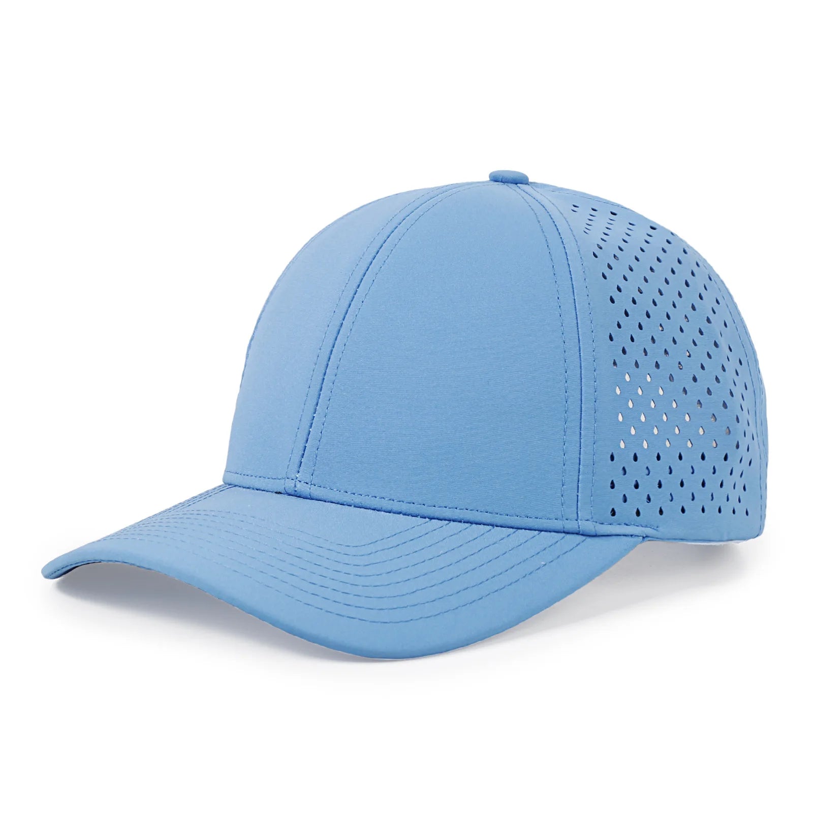 New Arrival Custom Logo Outdoor Breathable Sports Baseball Cap 6 Panel Curved Brim Waterproof Polyester Laser Mesh Trucker Hat