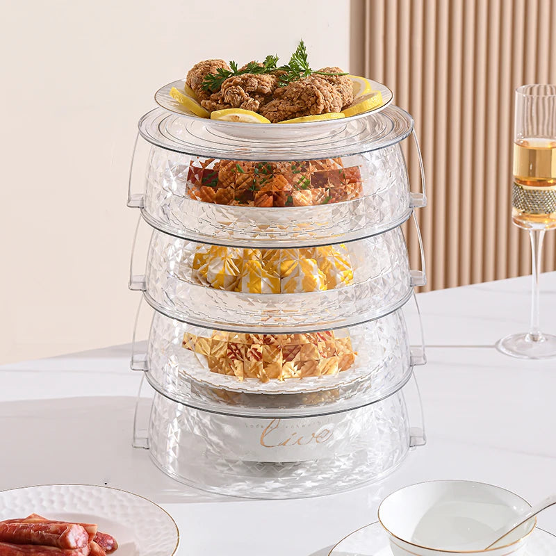 Plastic Circular 4 Layer Covers Insulation Cooked Food Tool Warm Keeper  Food Cover