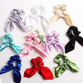 MIO New Fashion Ladies Hair Accessories Elastic Headband Summer Pure Color Bowknot Satin Hair Tie