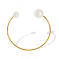 Elegant Fashion 18k Gold Plated Stainless Steel Open Cuff Women Imitation Pearl Fine Jewelry Bracelets Bangles
