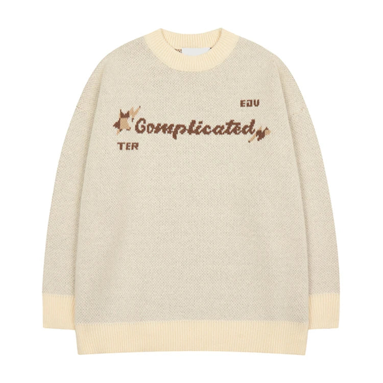 Custom Make OEM & ODM Men Sweaters Jacquard Pattern Pullover Knitwear Crew Neck Cotton Oversized Style Long Sleeves Knit Sweater