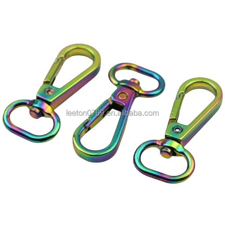 Stock Supply Bag Fittings 16 X 47mm rainbow Colored Mimi Metal Swivel Snap Hook