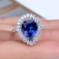 MSR-1434 18K Gold Pear-Shaped Sapphire Lab-Grown Diamond Engagement Ring