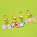Creative Metal Keychain Cute Cartoon Koi Fish and Flower Design Bag Pendant Accessories with Carabiner Couple Style