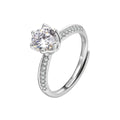 Classic Resizable Diamond 925 Sterling Silver Engagement Wedding Ring for Women