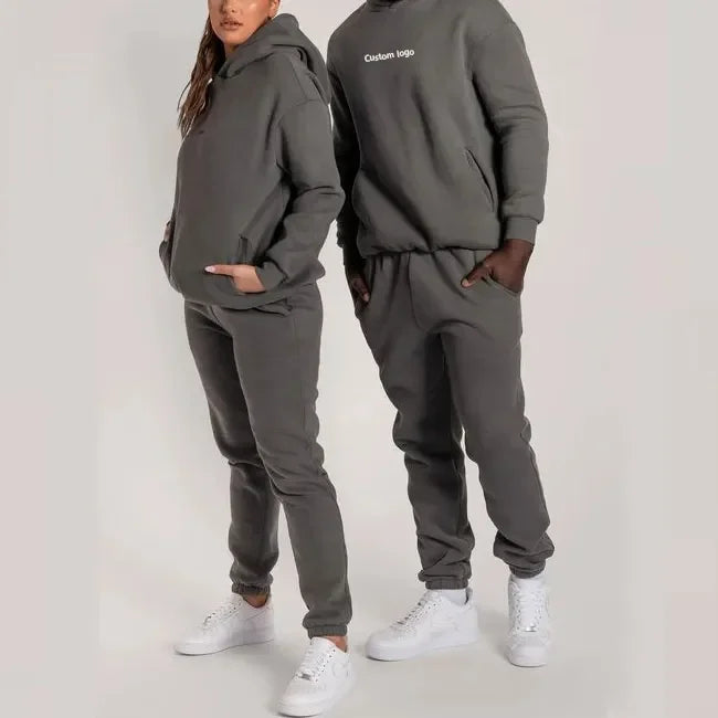 Durable Long Sleeve Unisex Hoodies with Pocket Cheap Price Custom Logo Terry Women Men Two Piece Sets Printed Pattern