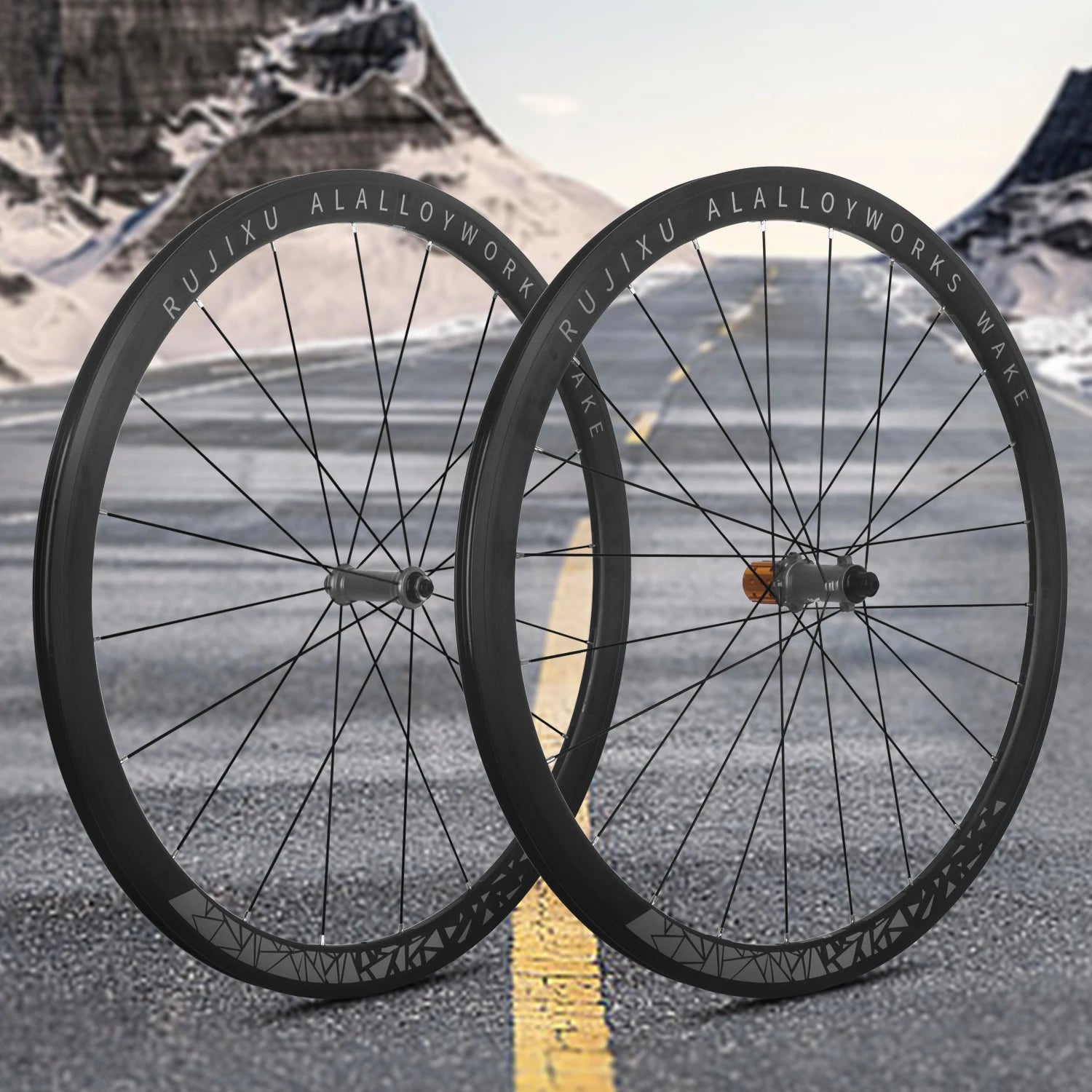 RUJIXU 700C 36T Bicycle Wheelset Diamond-Shaped Gray Mark V-Brake Aluminum Alloy 30/40/50mm Height Ratchet Wheel