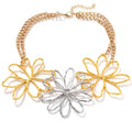 2025 New Arrival Fashion Jewelry  New Fashionable Splicing Alloy Large Flower Pendant Necklace Handmade Link Collarbone Necklace