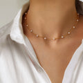 RisingMoon Jewelry Fashion Silver Gold Color Round Pearl Alloy Choker Necklace for Women