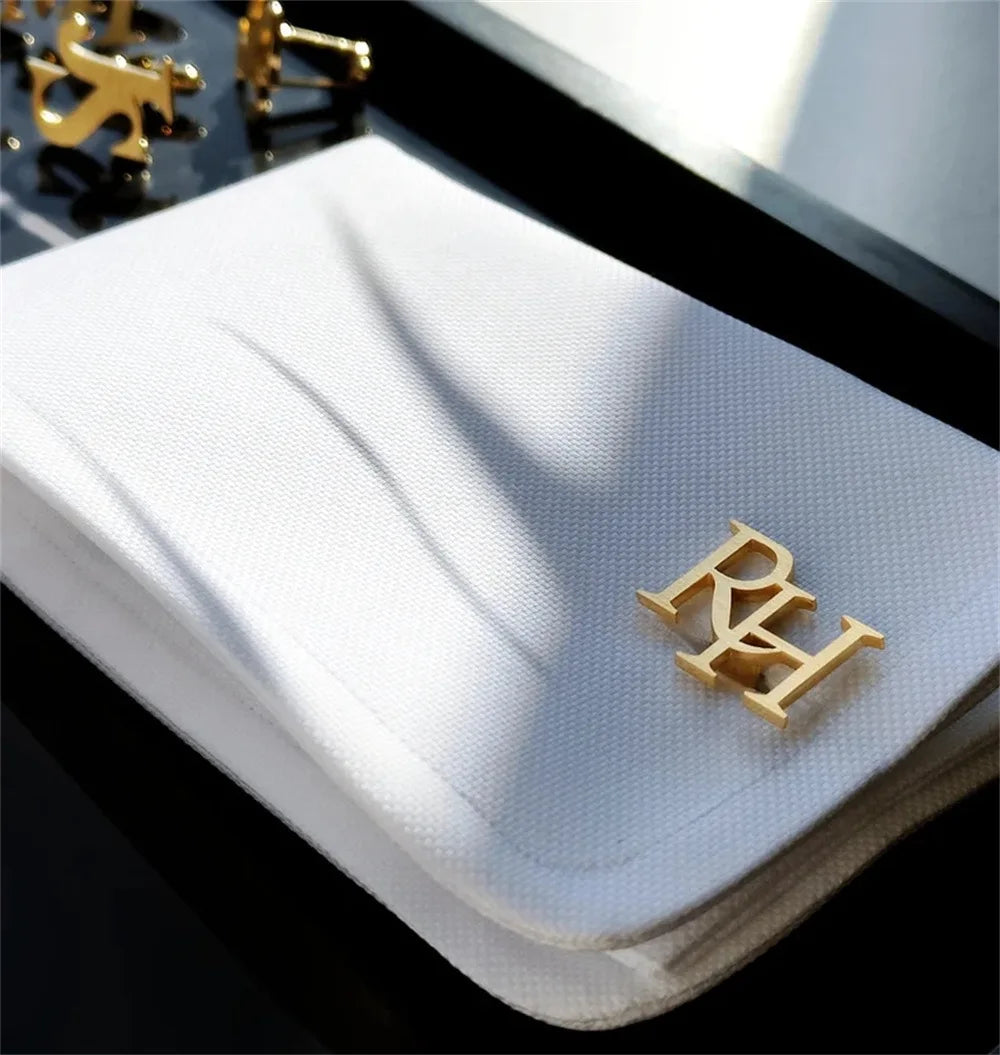 Aimgal Jewelry Low MOQ Customized 18k Gold Plated Stainless Steel French Cufflinks Wedding Gift Tarnish Free Waterproof