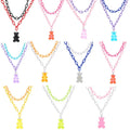 Double-layer Choker Necklace Acrylic Multi Candy Color Clavicle Chain Cute Cool Cartoon Animal Bear Pendant Necklace for Girls