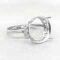 Sterling Silver 14*14mm Semi Mount Ring Empty Frame Blank Support Setting S925 Base Holder Without Center Stone for DIY Inlay