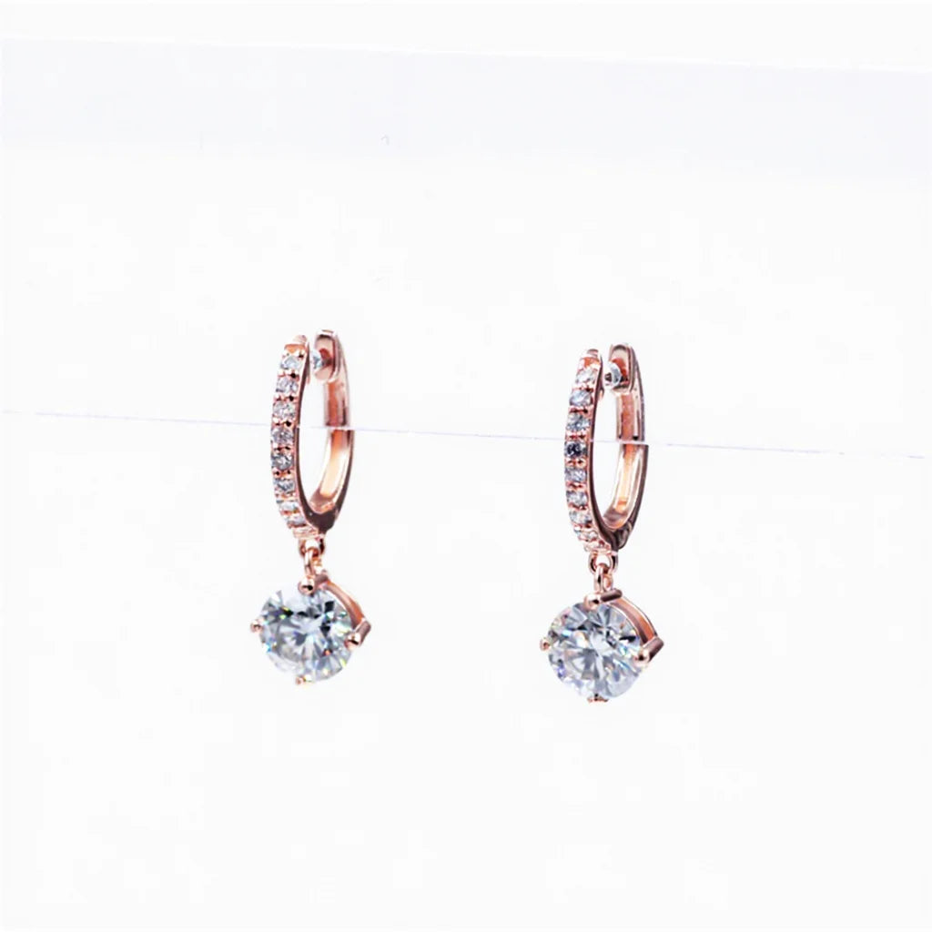 Tianyu Gems Jewelry Wholesale Price 925 Sterling Silver Gold Plated Classic White Moissanite Earring for Ladies