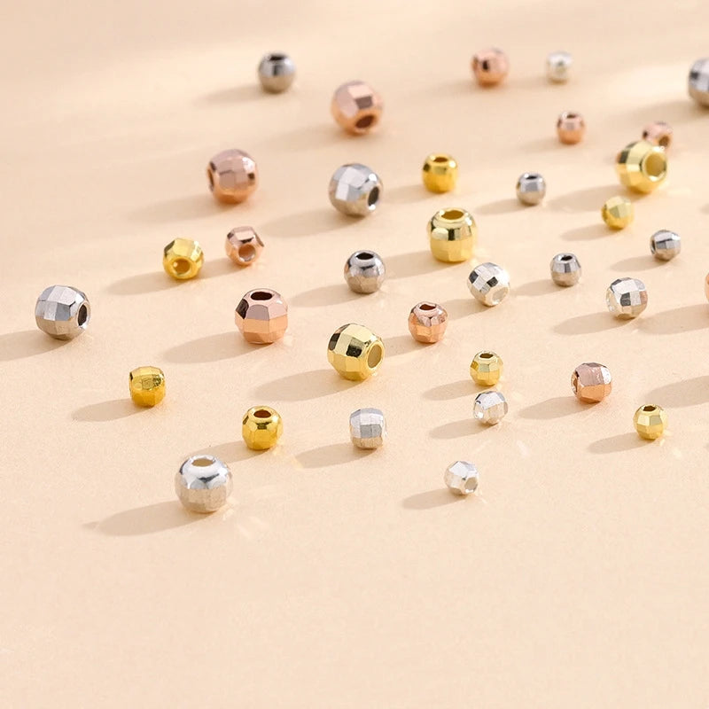 Fine S925 Sterling Silver Beaded DIY Necklace Bracelet Jewelry Accessories Multicolor Laser Nepalese Spacer Beads