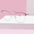 New Retro Eyeglasses Frame Trendy Eyewear Metal Cat Eye Ant Blue Light Round Frame Eyeglasses Optical Ladies Glasses