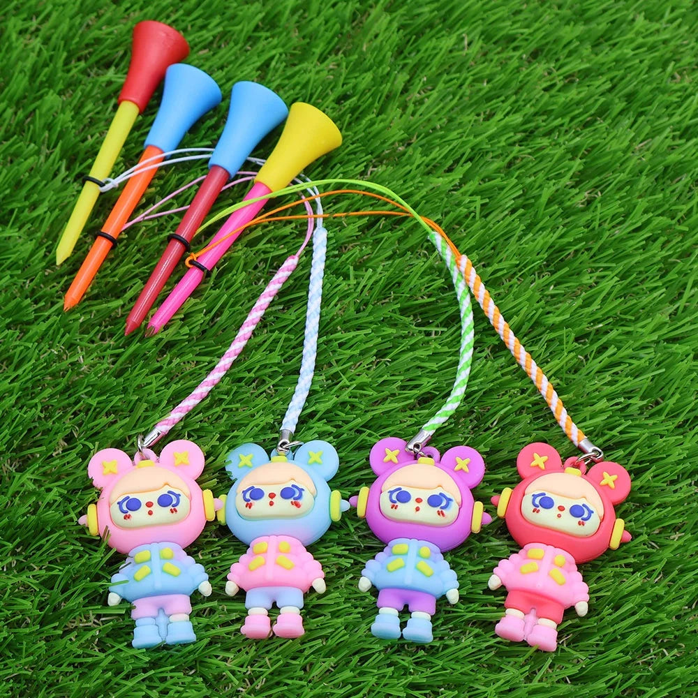 Colorful Funny Tee Peg Golf  Accessory with Anti-lost Rope Perfect Golf Tee Gift for Golfer