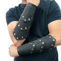1 Pair Retro Warrior Leather Bracelet Wrist Guard Nordic Medieval Three Layer Rivet Wrist Guard Knight Arm Guard COSPLAY