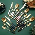 Five Piece Set Stainless Steel Western Tableware Knives Forks Spoons Flatware with Stainless Steel Handle Party Eco-Friendly