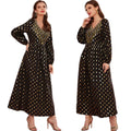 10% S-3XL Women Elegant Muslim Long Dress Party Evening Charm Embroidery Maxi Robe V-neck Long Sleeve Dress Islamic Clothing