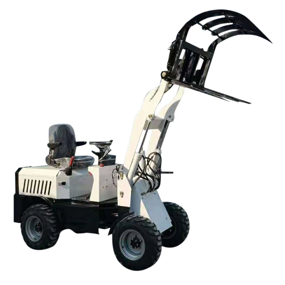 Multi Function Small Small Agricultural Wheeled New Energy Electric Loader With Grapple