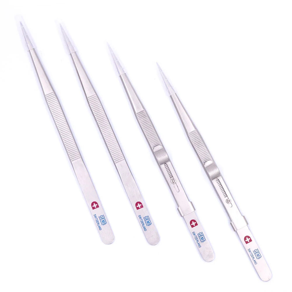Gem Diamond Grooved Non Slip Diamond Elastic Stainless Steel Tweezer Non Slip Drill Clips Hand Tools Jewelry Tweezers