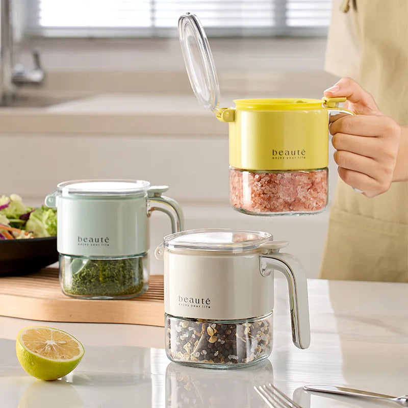 Large Capacity Moisture-Proof MSG Seasoning Box Cross-Border Press Sealed Seasoning Pot with Tag Guns