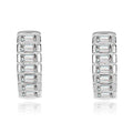 925 Sterling Silver Women's Trendy Fashion Circle Stud Earrings Single Row Square Diamond with Simple Baguette Crystal for Gift