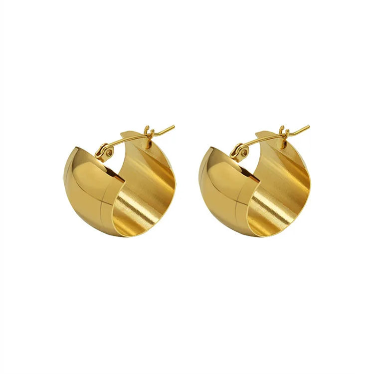 ES1081 High Quality Chunky Thick Trendy 316L 18k Gold Plated Stainless Steel Stainless Steel Huggie Hoop Earrings