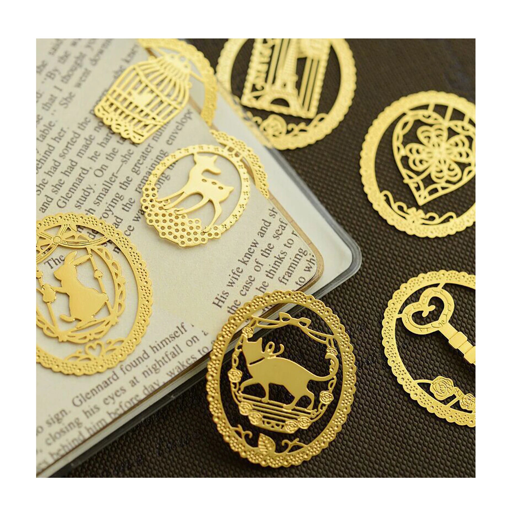 Key Love Tower Animal Hollow Bookmark Gold Plated Metal Bookmark Book Markers for Book Page