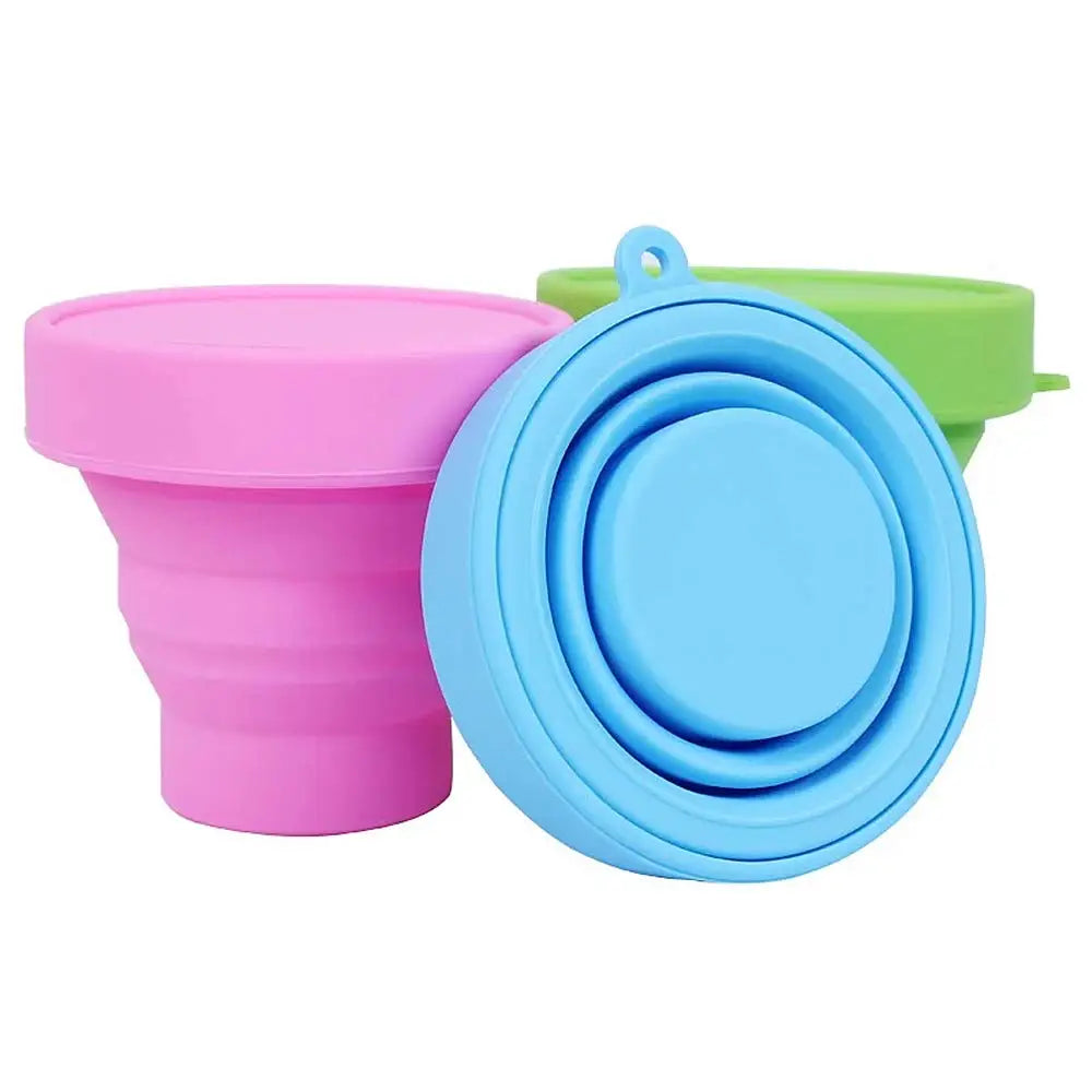 Silicone Collapsible Travel Cup Colored Silicone Folding Camping Cup Expandable Drinking Silicone Cups With Lids