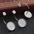 10pcs/lot 10mm 12mm No Fade Stainless Steel Back Style Lever Back Earrings Bezel Blank Base TraysDIY Cabochons Earring Blanks