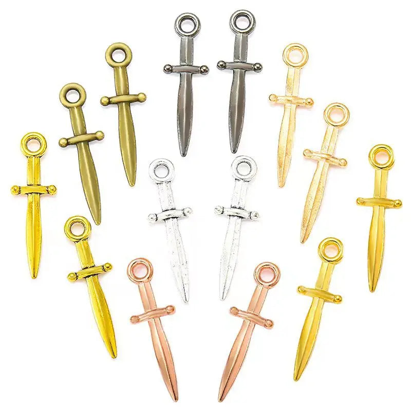 YuenZ 100pcs/bag Zinc Alloy Vintage Dagger Charm Ladies Men's Making Earring Jewelry Pendant DIY Jewelry Accessories 24*7mm M92