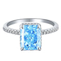 Hainon S925 Sterling Silver Color Square Zircon Niche Design Women's Engagement Rings Wedding Rings