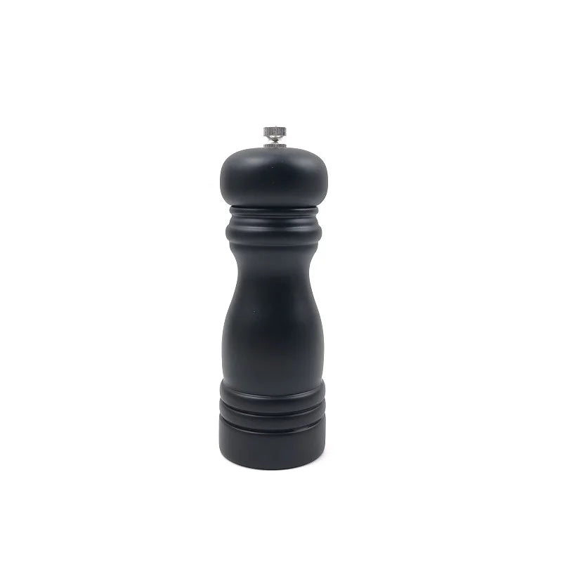 Cathylin OT20345 Eco Friendly Small Wood Manual Turning Hand Mill Matte Black Bottle Salt Pepper Grinder Set for Black Pepper