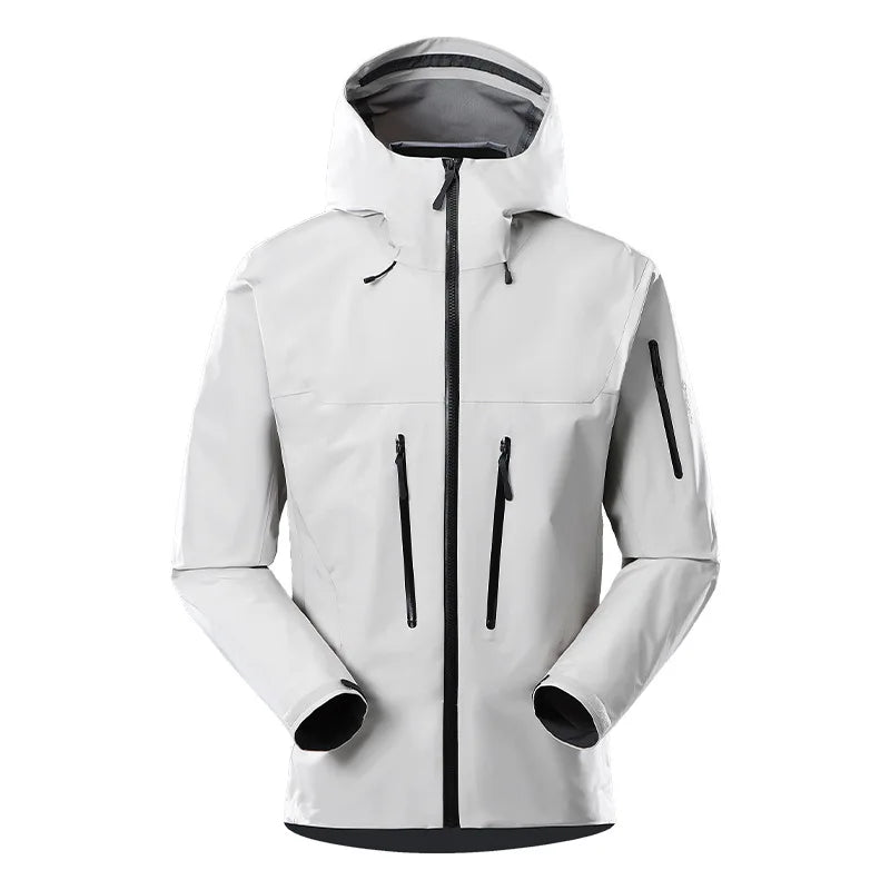 Men's Plus Size Outdoor Waterproof Hard Shell Hooded Jacket for Summer Breathable Windbreak Fishing Hiking Rain Gear for