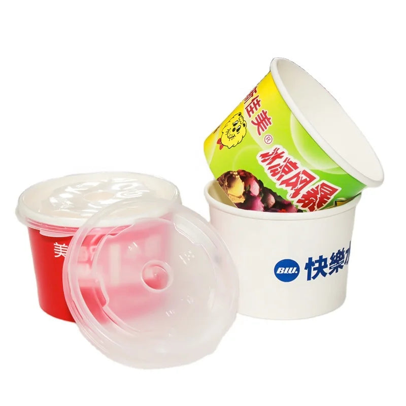Disposable Custom Printing Food Packing Paper Boxes Container Salad Bowls Kraft Paper Bowl Cup with Lid