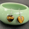 DIY Fashion Earring for Women Wedding Jewelry  Natural Gemstone Crystal Tiger Eye Heart Earrings LOVE Gift