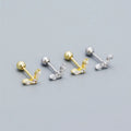 SP Fashion Style 925 Sterling Silver Zircon Minimalist Stud Earrings Screw Balls Design